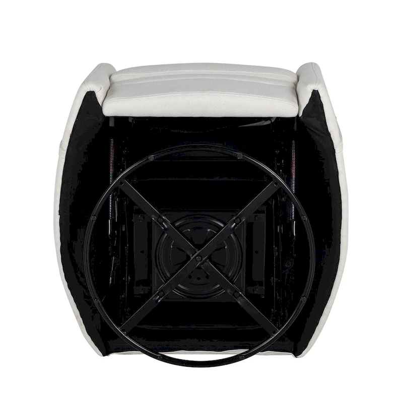 Beige Upholstered Swivel Rocker Recliner with Manual Recline, 360 Swivel, and Two Removable Cushions