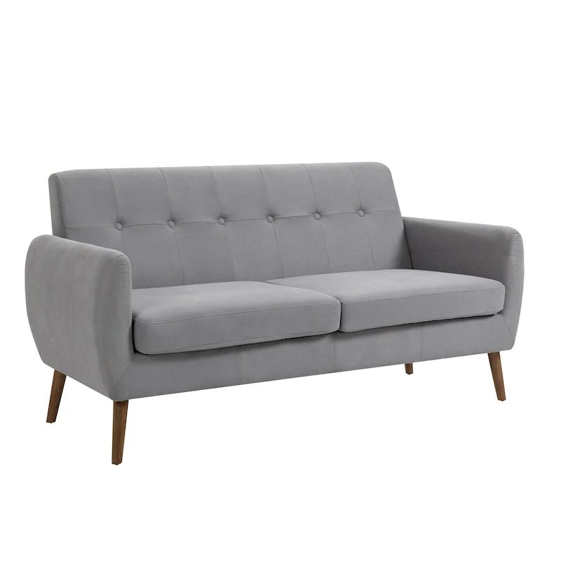 Rya Loveseat Small Sofa Couch, Fabric, Rubberwood