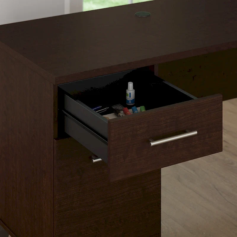 Somerset 72W Office Desk with Hutch and 5 Shelf Bookcase in Ash Gray