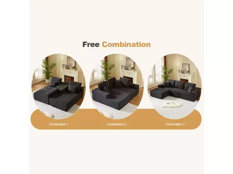 Whisen Modular Sectional Sofa with Chaise, L Shaped Cloud Couch, No Assembly Required