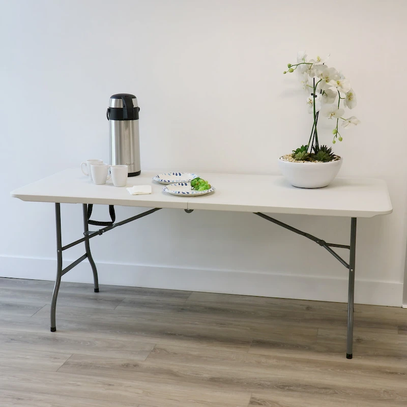 6 Foot Plastic Folding Table in White