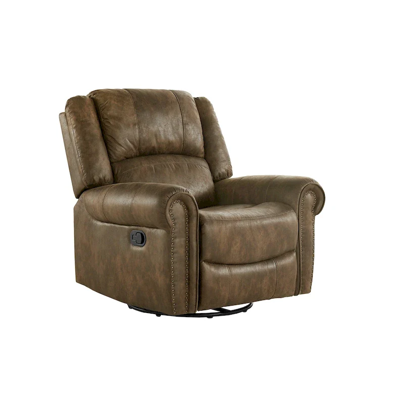 Polished microfiber rivet rotating gliding lounge chair
