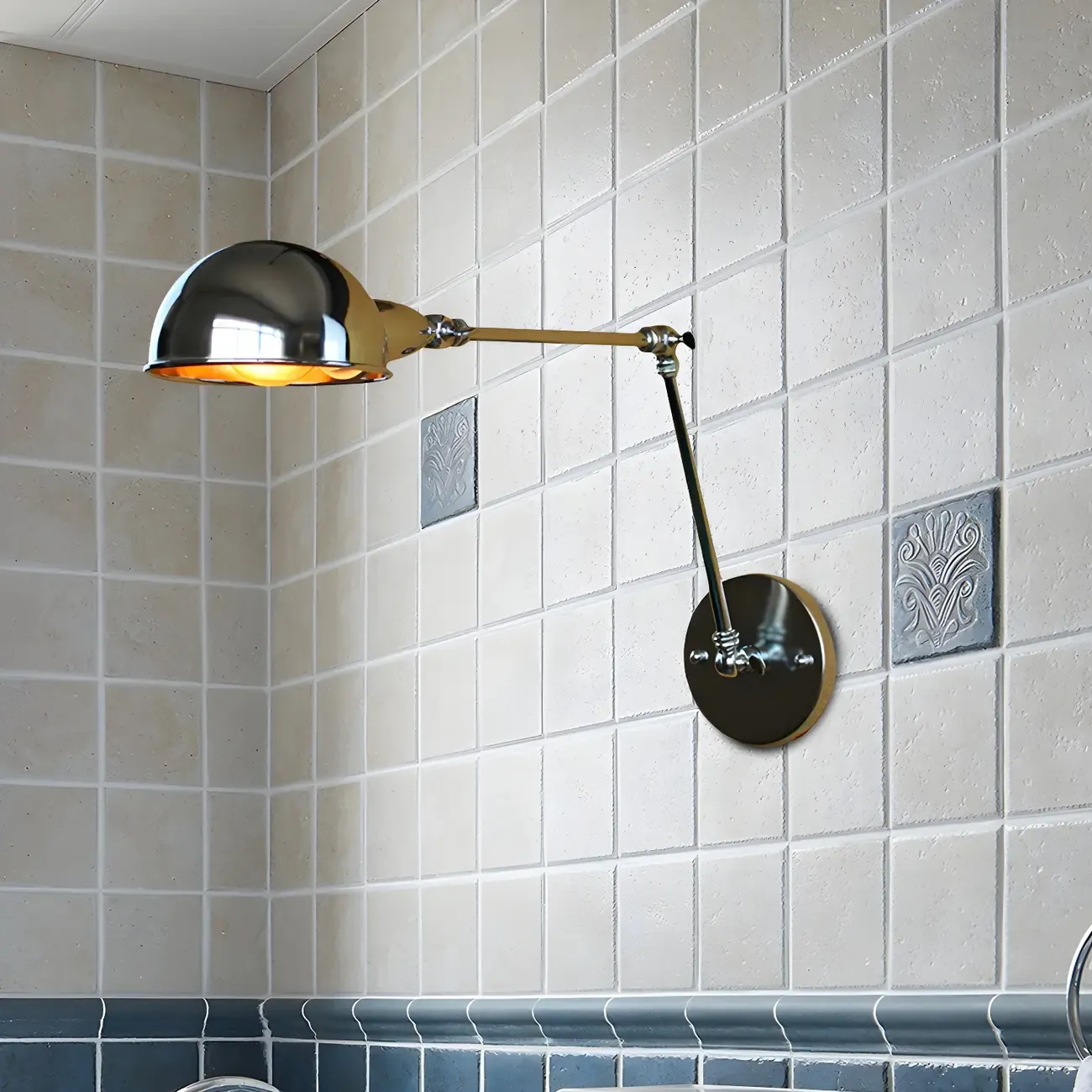 Retro Dome Metal Swing Arm Wall Light