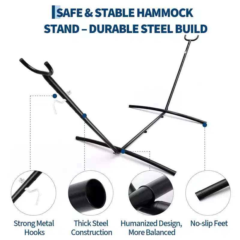 9FT Hammock Stand, Heavy Duty Adjustable Steel Hammock, 450-Pound Capacity, Weather Resistant and Easy to Assemble
