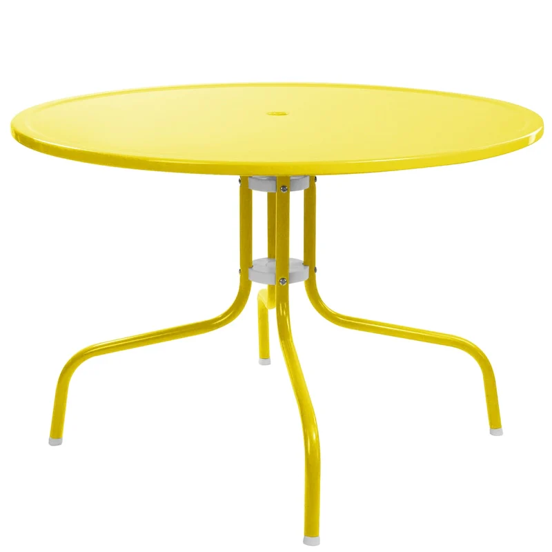 39.25-Inch Outdoor Retro Metal Tulip Table, Yellow