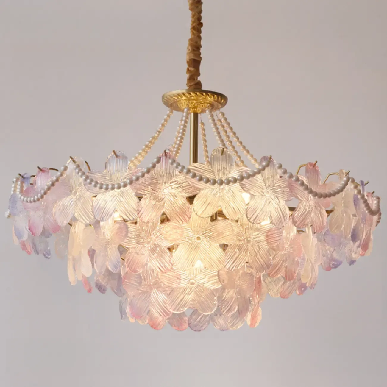 Modern Tier Round Flower Crystal Chandelier