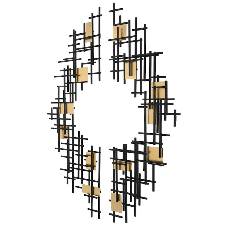 Uttermost Reflection Metal Grid Wall Decors (Set of 2) - 57.5 x 18.75 x 2.38