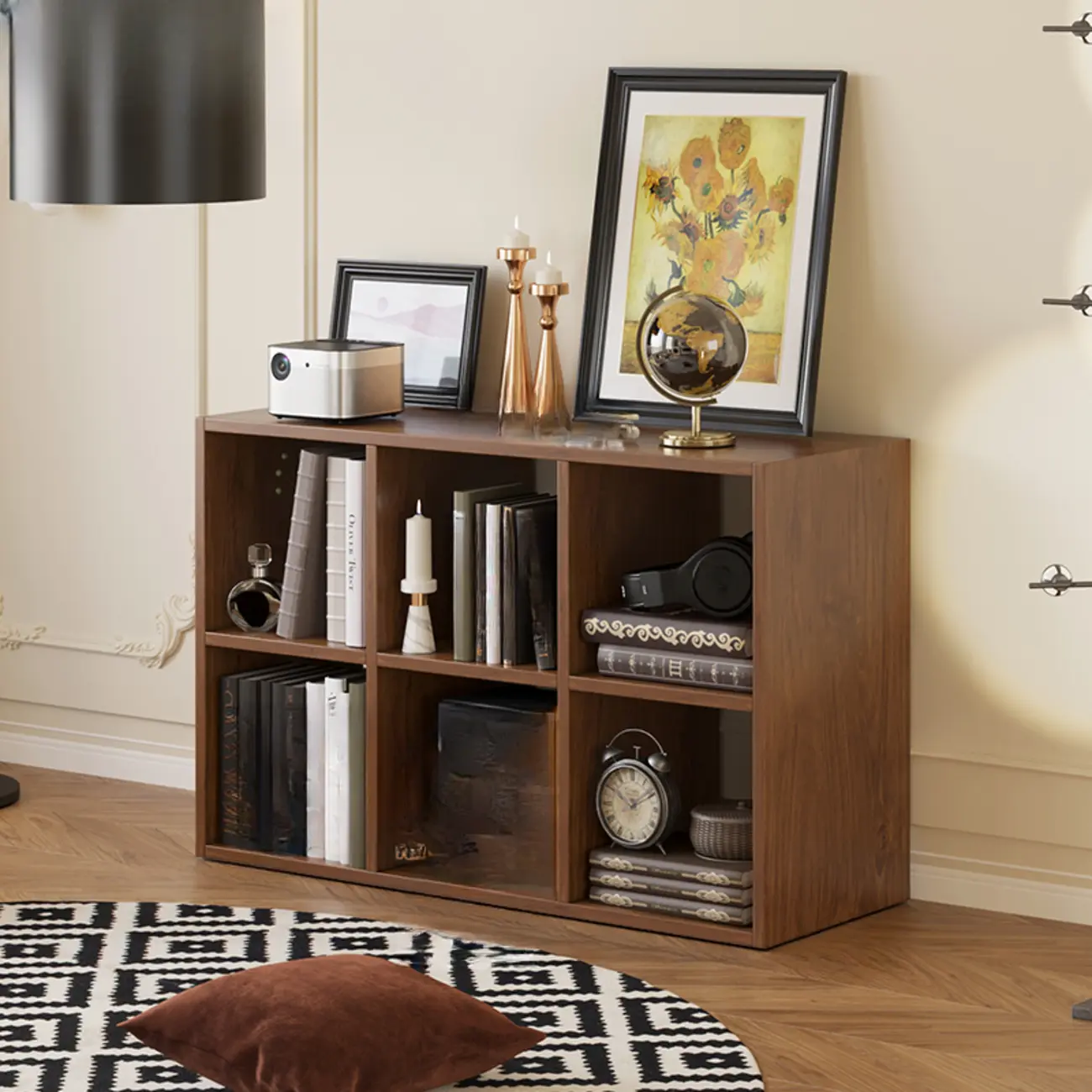 Classic Brown Cherry Wood Open Back Cube Bookcase