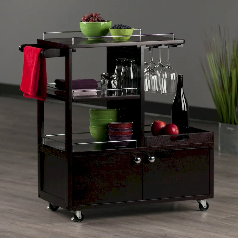 Galen Entertainment Cart, Espresso - 34.25 x 16.77 x 34.37 inches