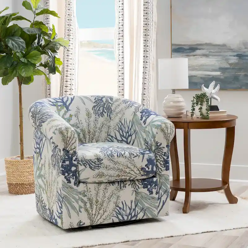 Moriarty Coastal/Beach/Ocean Inspired Swivel Accent Arm Chair