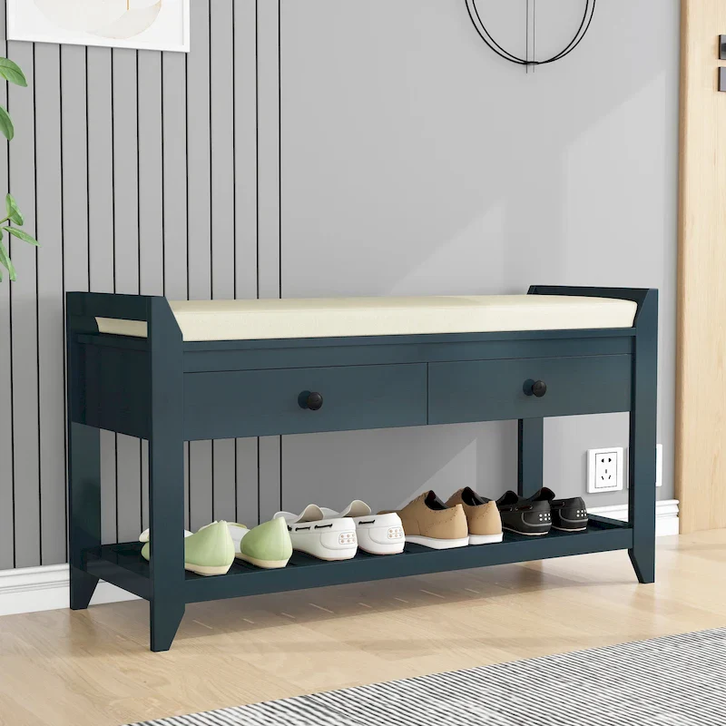 Entryway Storage Bench with Drawers
