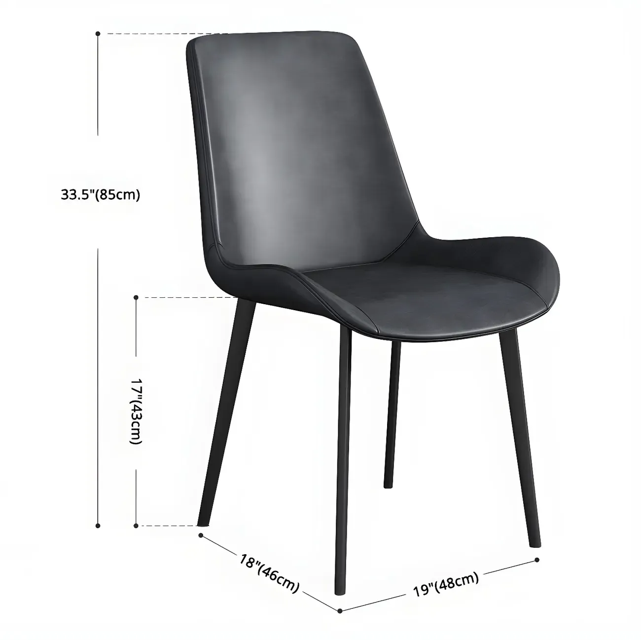 Sloped Armless Leather Upholstered Parsons Dining Chair