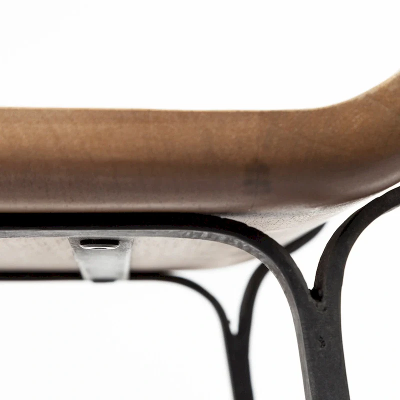 Counter Stool with Wood Seat - Low Back Design (Brown & Black)