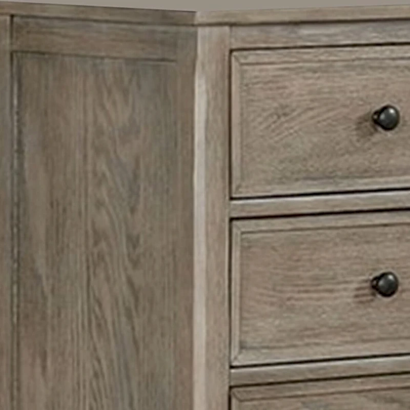Armoire with 6 Storage Drawers and Turnip Feet, Natural Brown