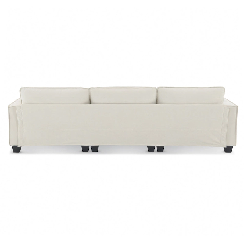 100 L-Shaped Convertible 4 Seater Sectional Sofa with Removable Ottoman and Matching Pillows, Suede Velvet Upholstery