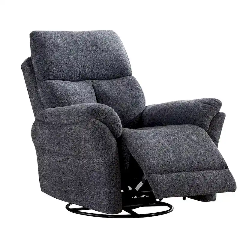 Fabric Overstuffed Swivel Rocker Manual Recliner Chair