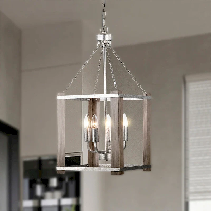 Jenus 13 Inch Antique Farmhouse Box Shape 4 Light Pendant