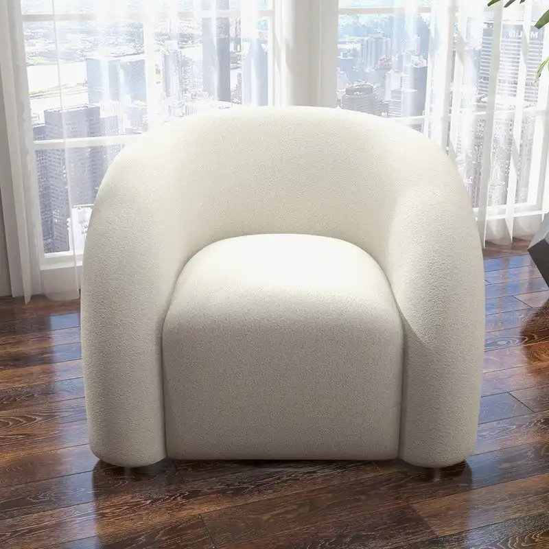 SEYNAR Modern Glam 360 Degree Swivel Teddy Upholstered Accent Armchair with Tufted Back