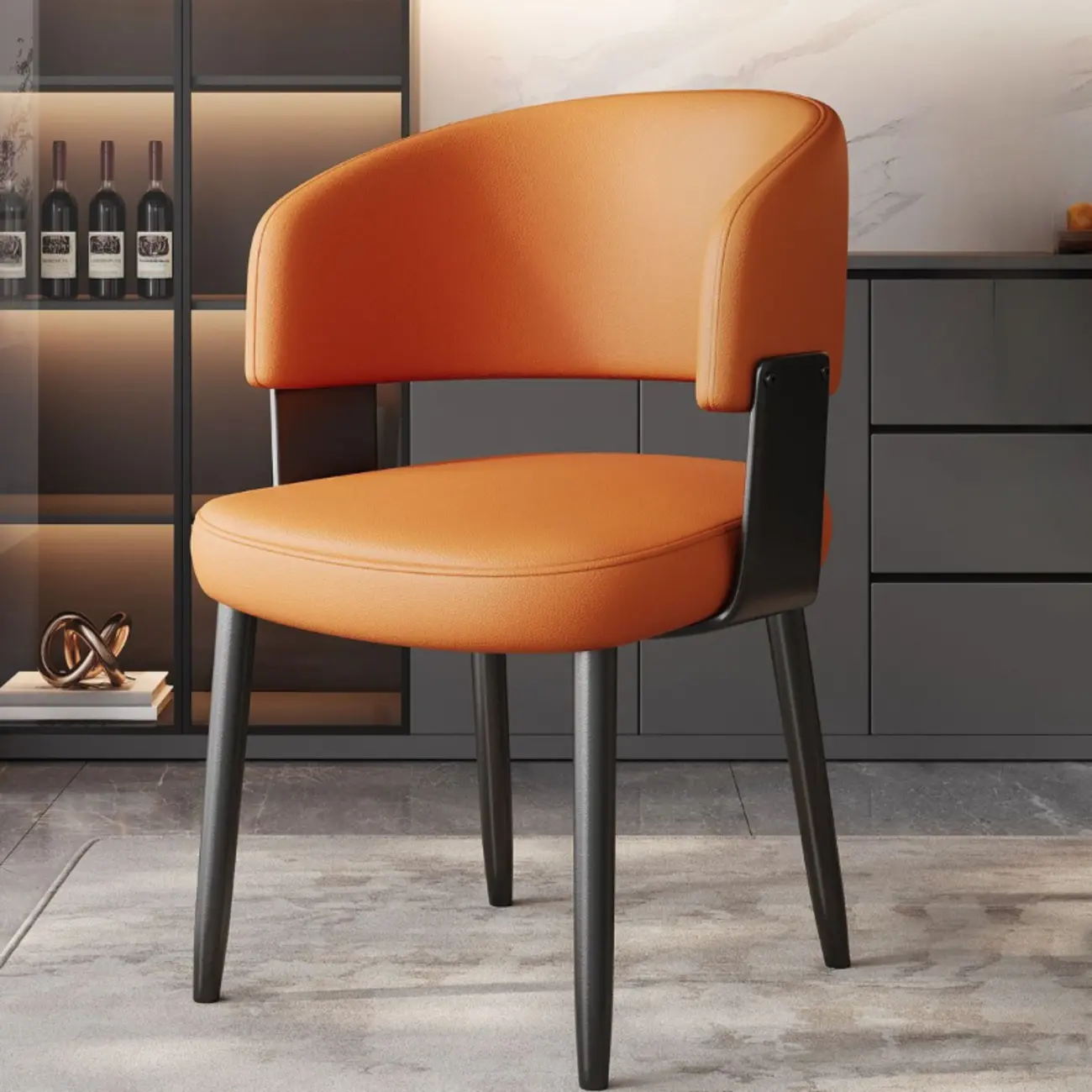 Modern Glam Leather Upholstered Dining Chair
