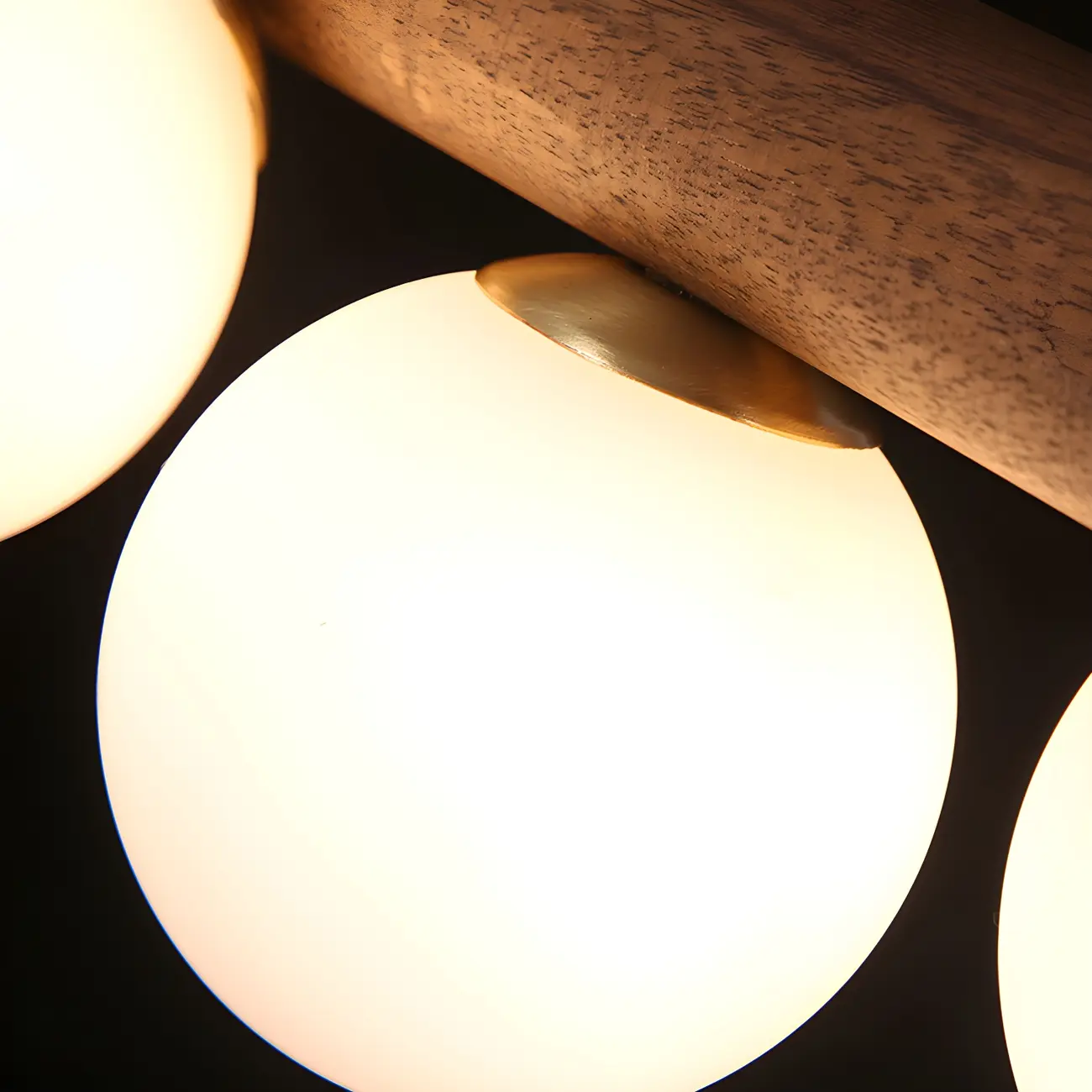 Modern Brass Wood Linear Island Pendant Light