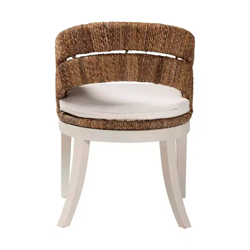 bali & pari Ubud Seagrass and Mahogany Wood Dining Chair Natural Seagrass