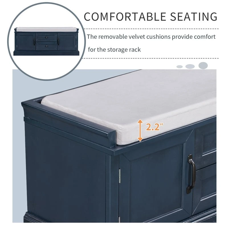 Shoe stool, 2 drawers, 2, removable pads, living room locker, entrance