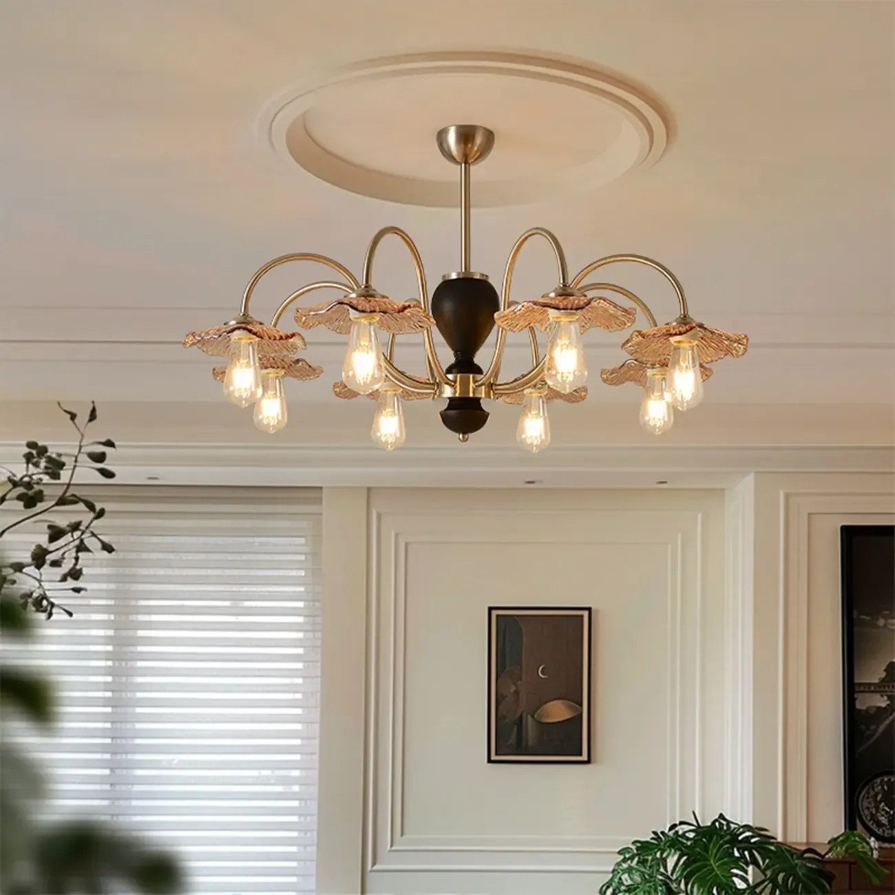 Retro Geometric 6/8 Lights Glass Chandelier in Chrome