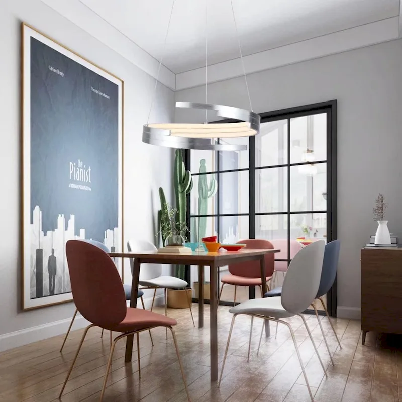 Contemporary Silver LED Circular Spiral Chandelier - 13.77  x 17.71  x 17.71