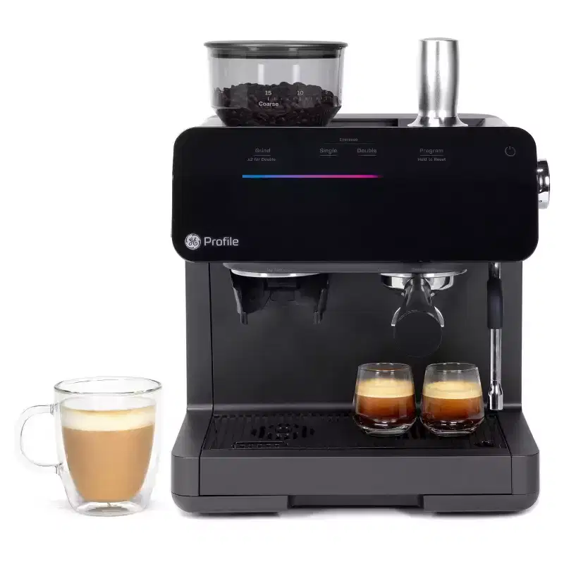 GE Profile Semi Automatic Stainless Steel Espresso Maker and Frother Black: Electric Coffee Machine, 1450W, 10 Cup Capacity