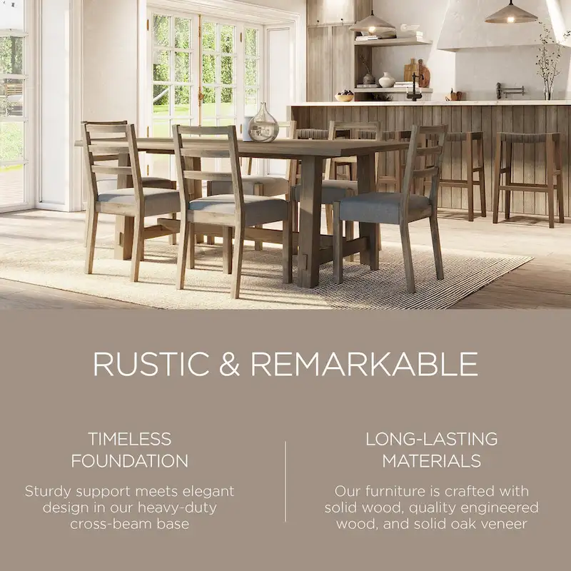 Maven Lane Yves Rectangular Wooden Dining Table in Weathered Black Finish