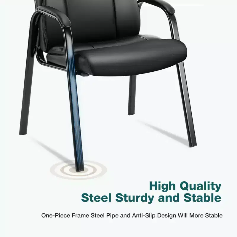MAYEERTY Chairs 2 Pack Conference Room Reception with Padded Arms PU Leather Office Chair Black