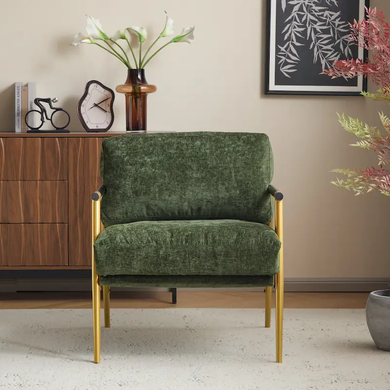 Varsts Modern Upholstered Accent Chair with Wood Frame, Emerald by Christopher Knight Home