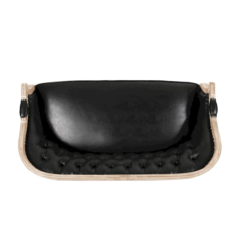 Button-Tufted Upholstered Loveseat with Scrolled Arms and Nailhead Trim