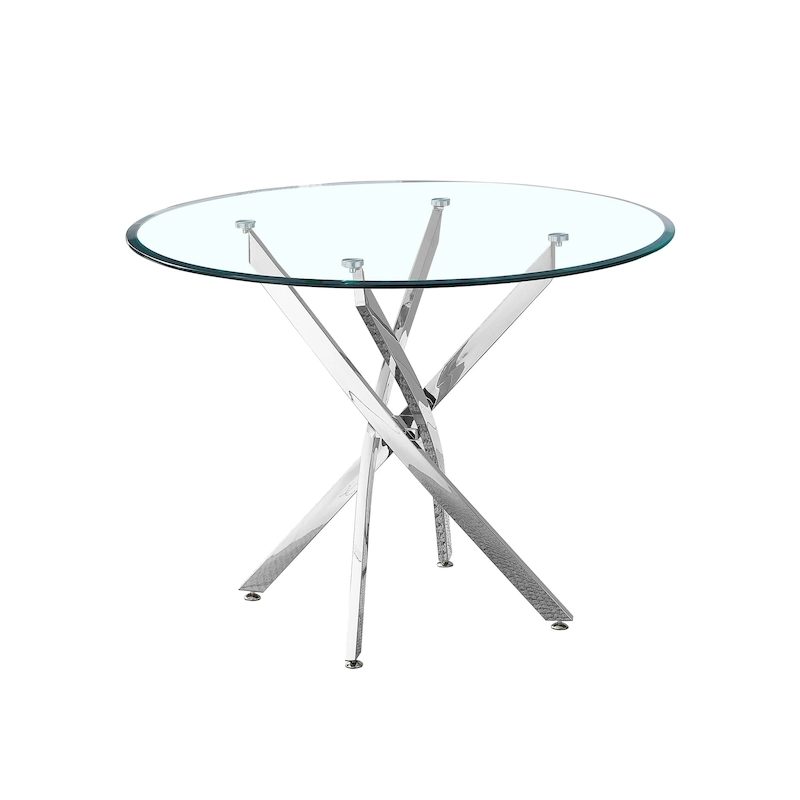 Artisan Contemporary Round Clear Dining Tempered Glass Table