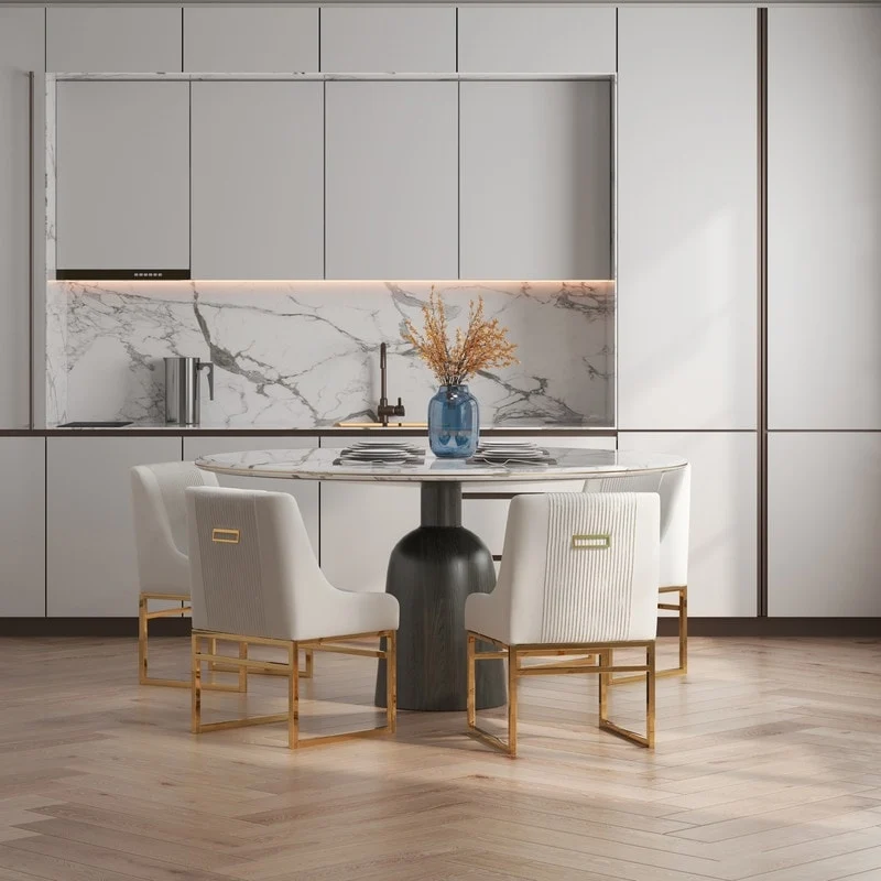 SEYNAR Contempoary Velvet Dining Chair with Metal Frame Legs, set of 4