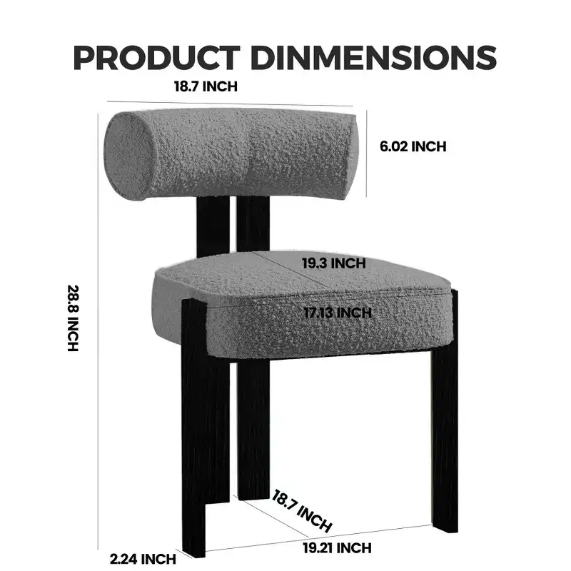 Modern Accent Dining Chairs, Dining Room Chairs, Ergonomic Curved Back Support, Sturdy Rubber Wood Legs, for Living Room, Dining Room, Kitchen