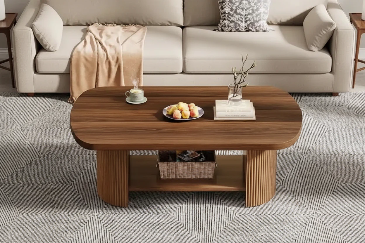 Oval Coffee Table with Storage Shelf 45.27
