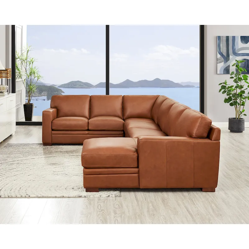 Hydeline Dillon Top Grain Leather Right-Facing Sectional Sofa with Chaise