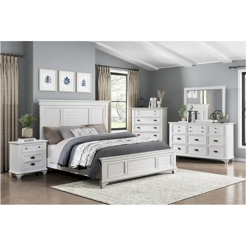 Leo 6 Piece White Modern Panel Bedroom Set