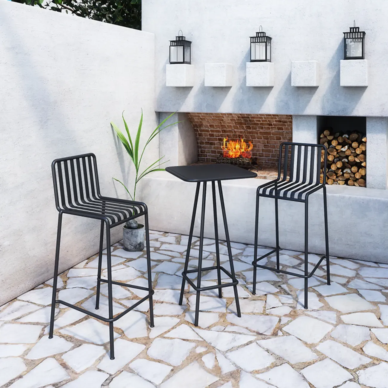 Minimalist Black Metal Small Bar Table Outdoor Table