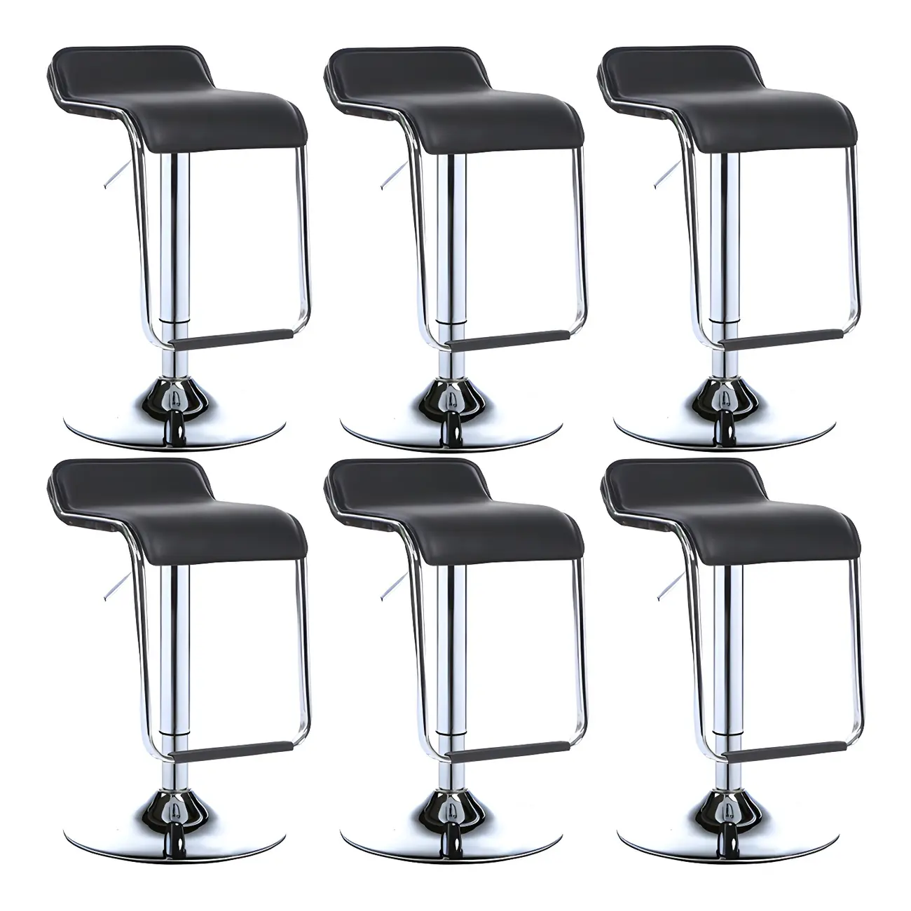 Modern Pedestal Swivel Bar Stool Adjustable Height Low Back Faux Leather