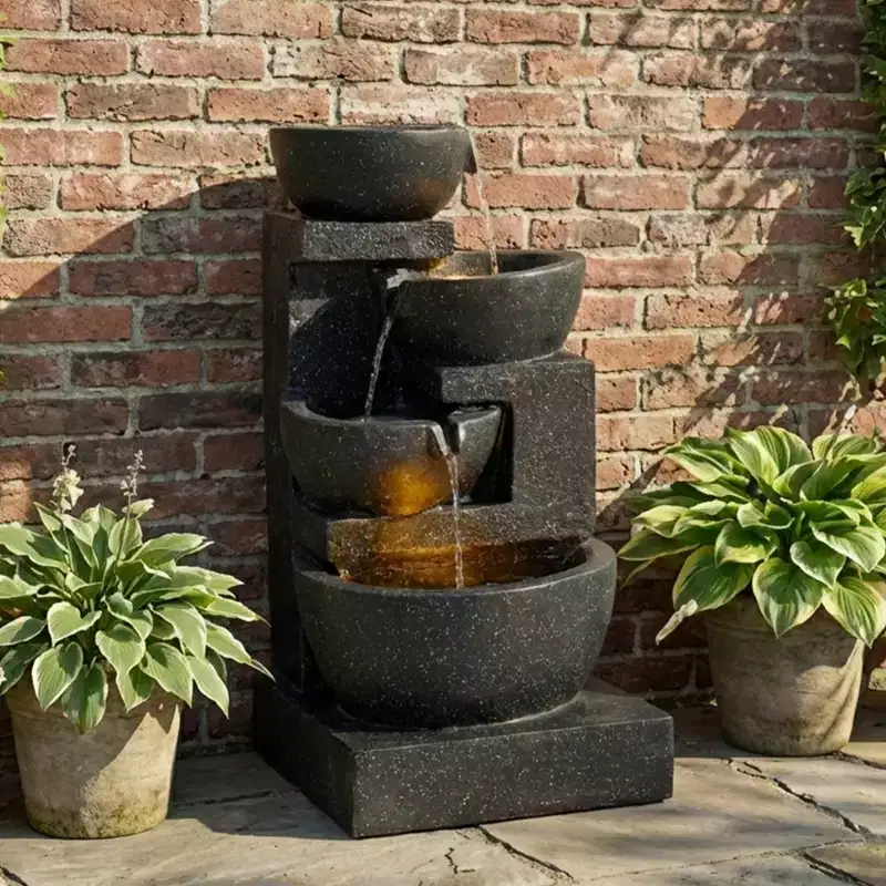 GDFStudio Albert Terrazzo Style 29H Outdoor Water Fountain