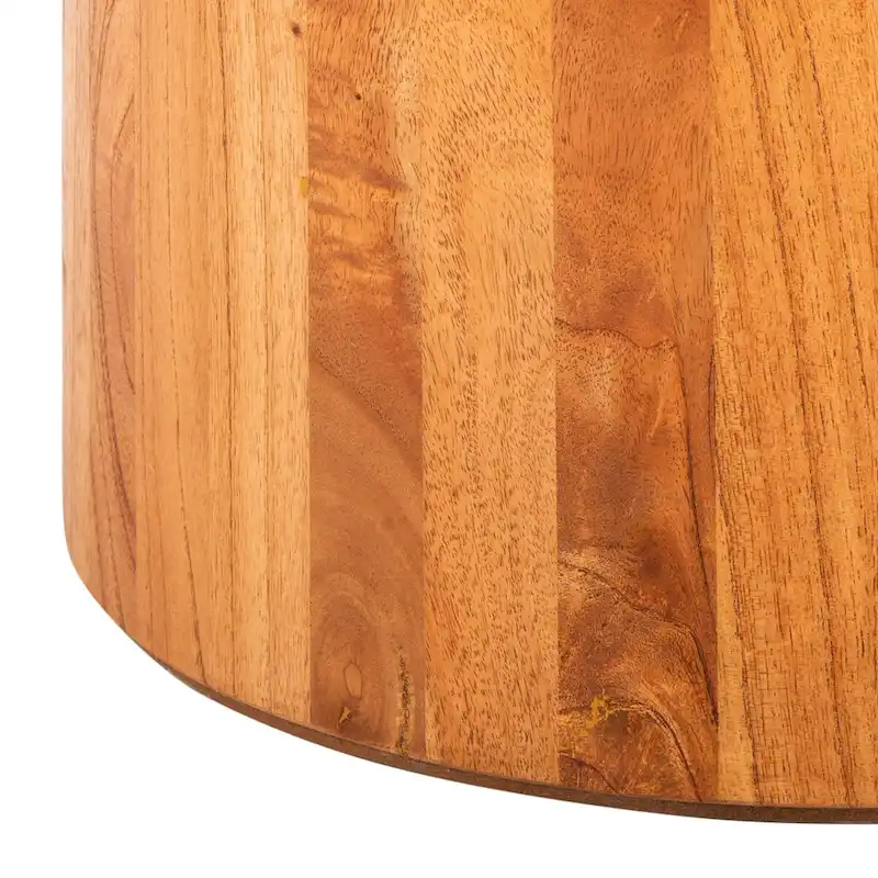 Round Pedestal Coffee Table – Natural / Dark Oak / Black / Black & White Wash, Farmhouse Style