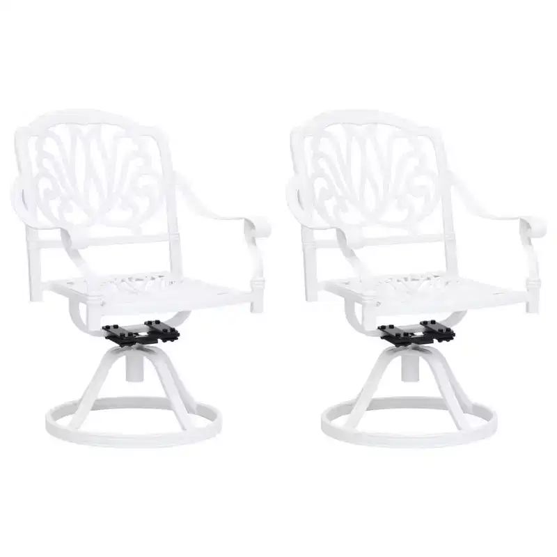 vidaXL Bistro Set White Cast Aluminum Standard Swivel Bistro Set