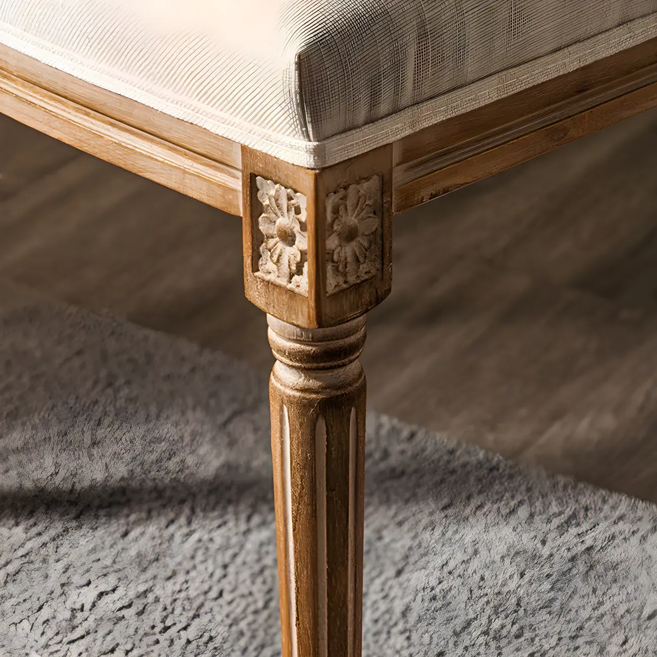 Upholstered King Louis Back Light Wood Dining Chair