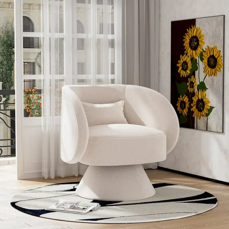Ouyessir 360 Degree Modern Swivel Cuddle Barrel Sofa Chairs