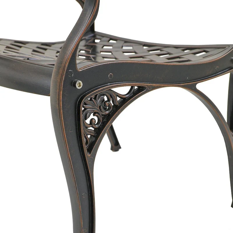 Set of 2 Cast Aluminum Stationary Dining Chairs