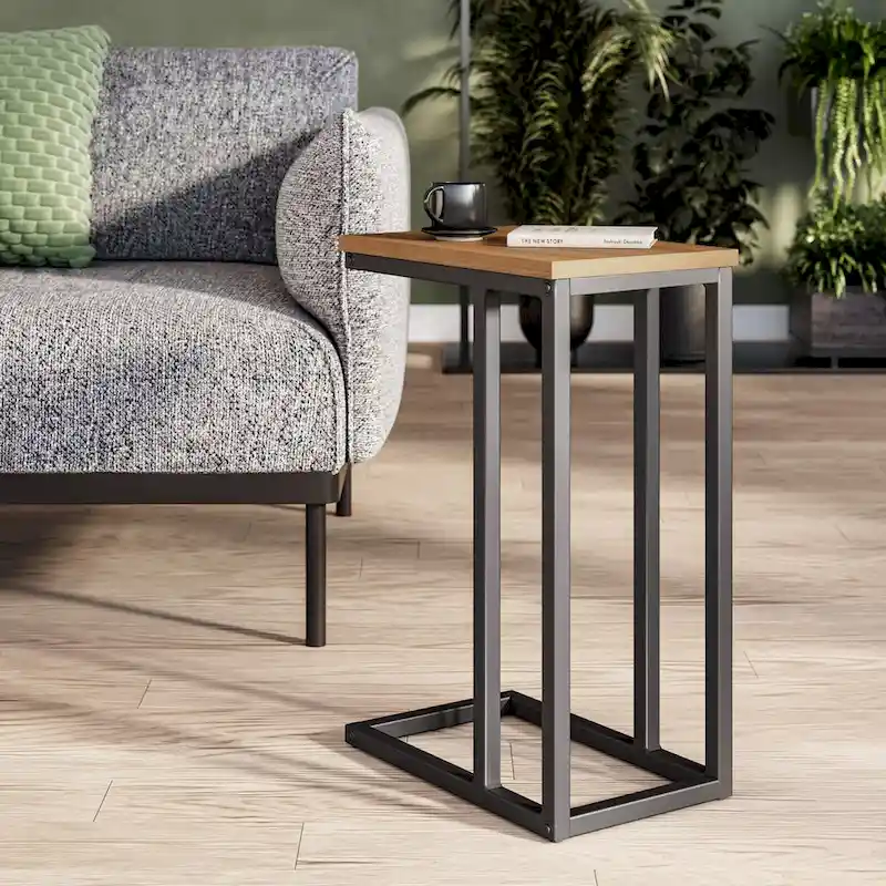 Brown / White / Black Narrow Rectangular Side Table, Modern Style, 1-Person