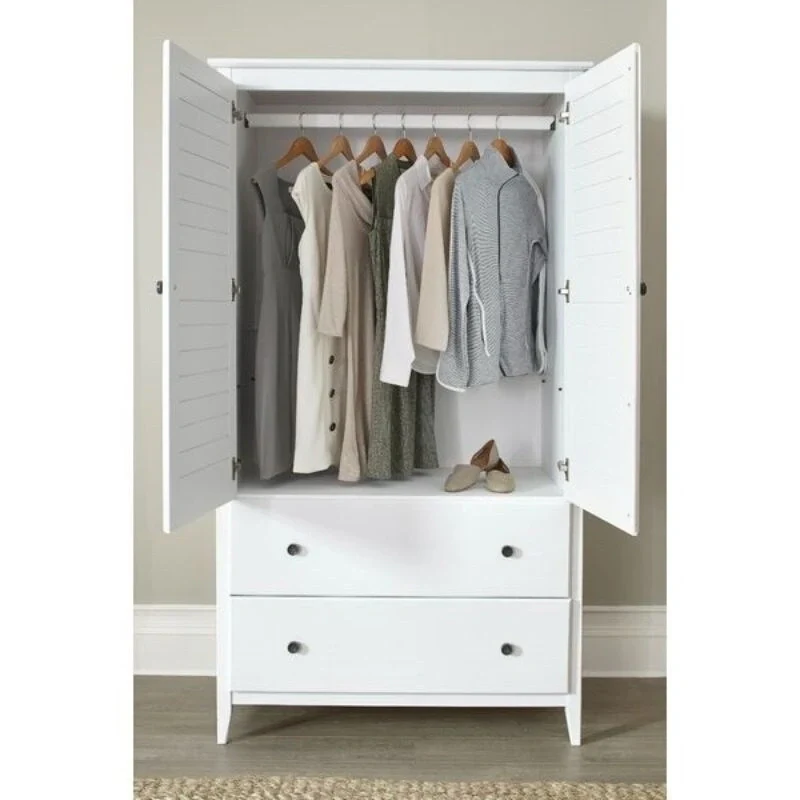 FarmHome Louvered Distressed Solid Pine Armoire