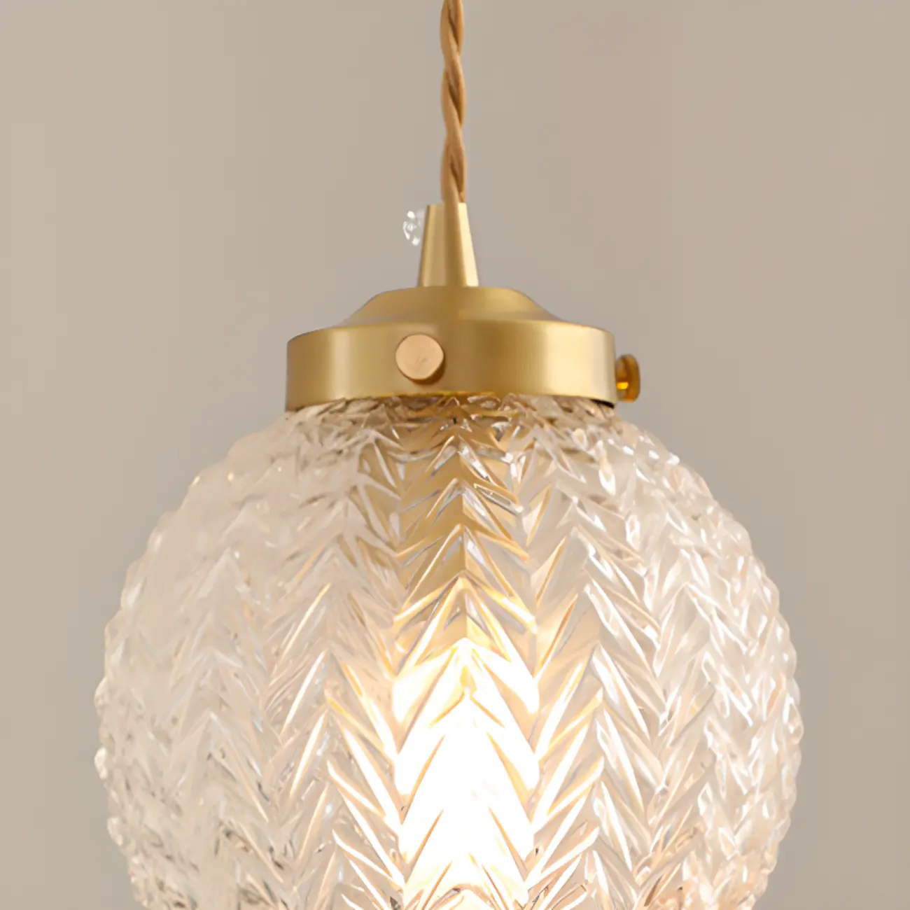 Modern Gold Carved Glass Globe Pendant Light